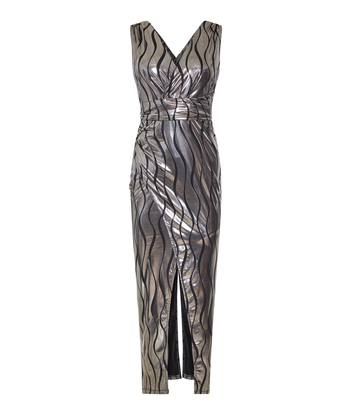Zoya Silver Black foil wrap dress Zoya Silver Black foil wrap dress