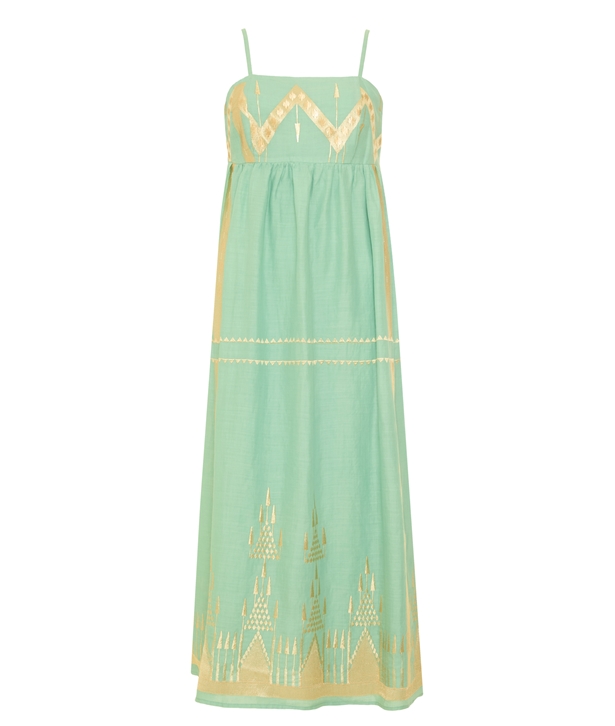 Greek Archaic Kori Sea green gold embroidered Roots midi dress < Dresses - Greek  Dresses, Top designer brands | aesthet.com