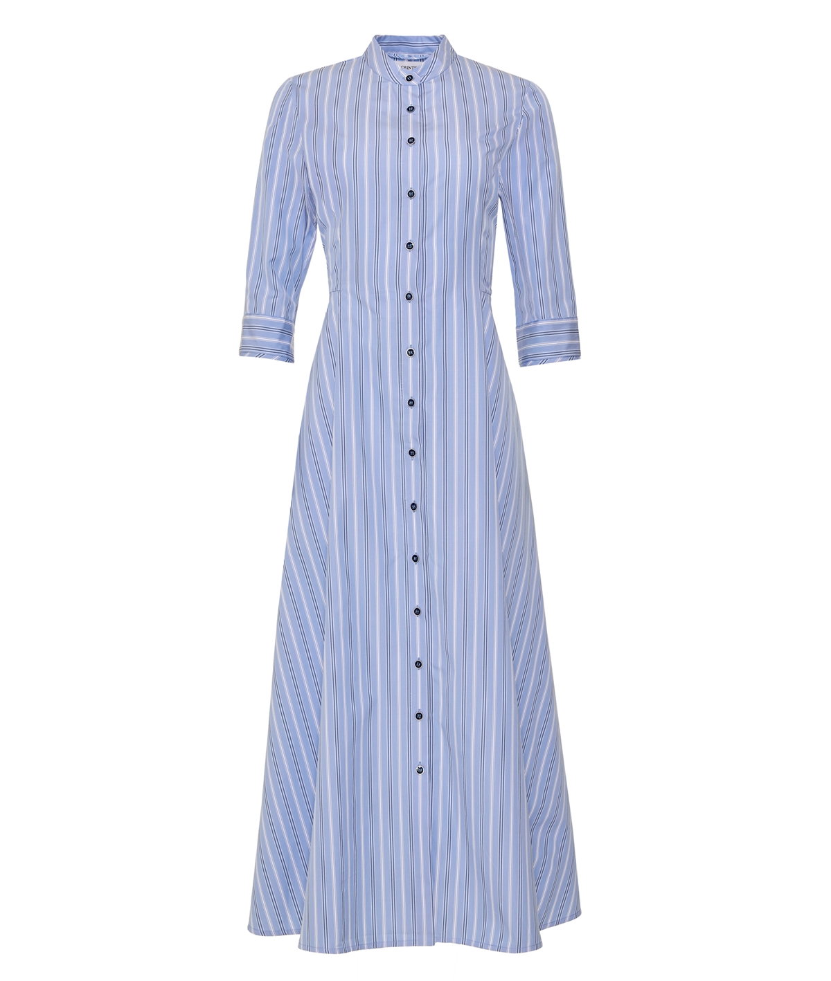 Evi Grintela Blue Striped Cotton Carine Midi Shirt Dress