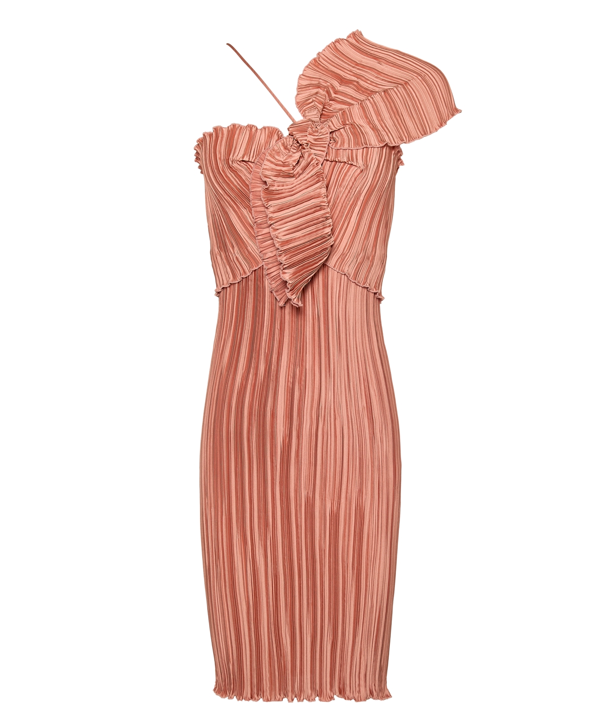 strapless open back dress Prettiest 1980s Bill Tice Pale Peach Pleated Dress w Gold Trim Detaile   Shrimpton Couture