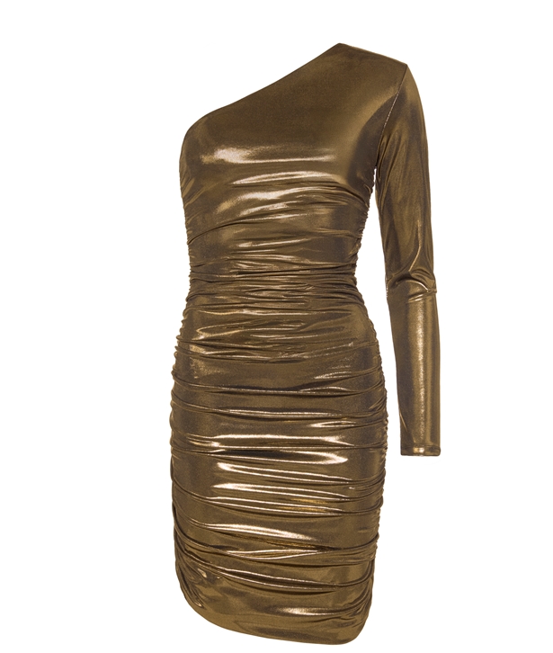 gold chain mesh dress ALL IN ONE MINI – Gold – Norma Kamali main image 0