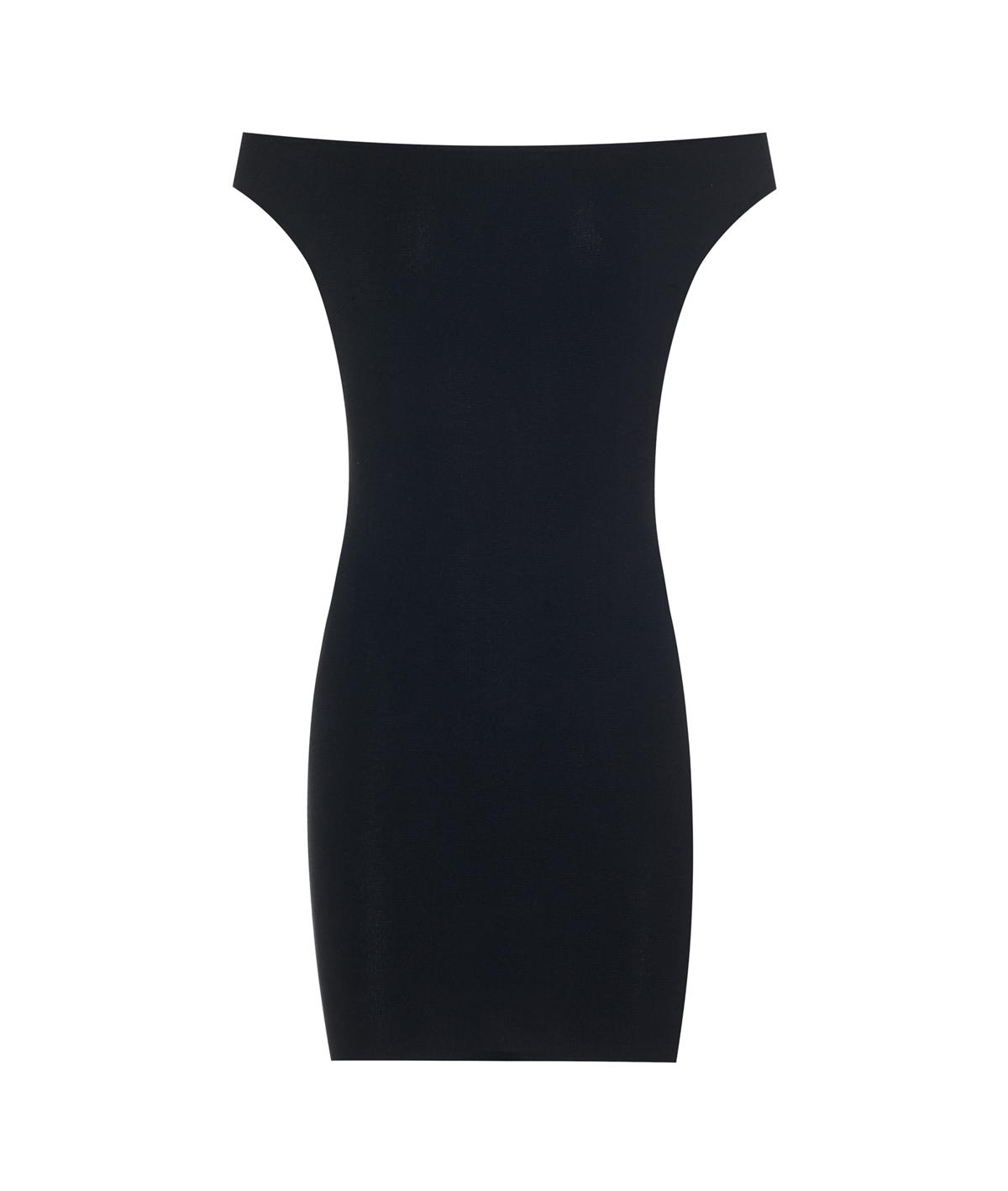 Nadia Rapti Black knitted off-shoulder Fine Line mini dress