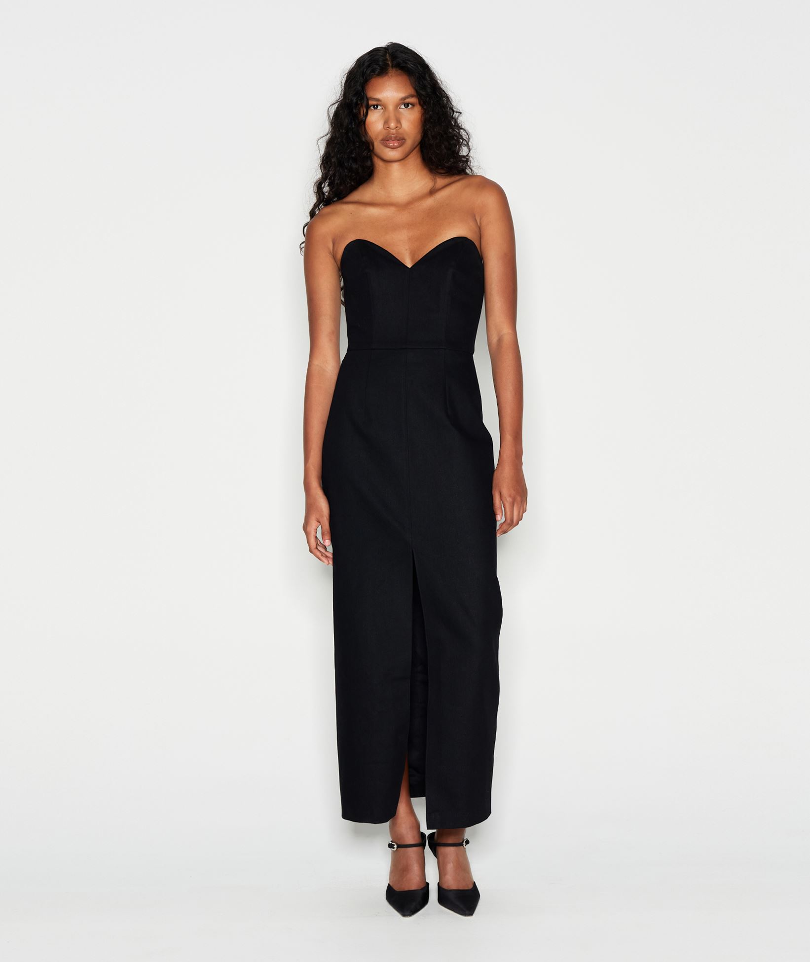 andmary Nadia check long dress black 【公式通販】