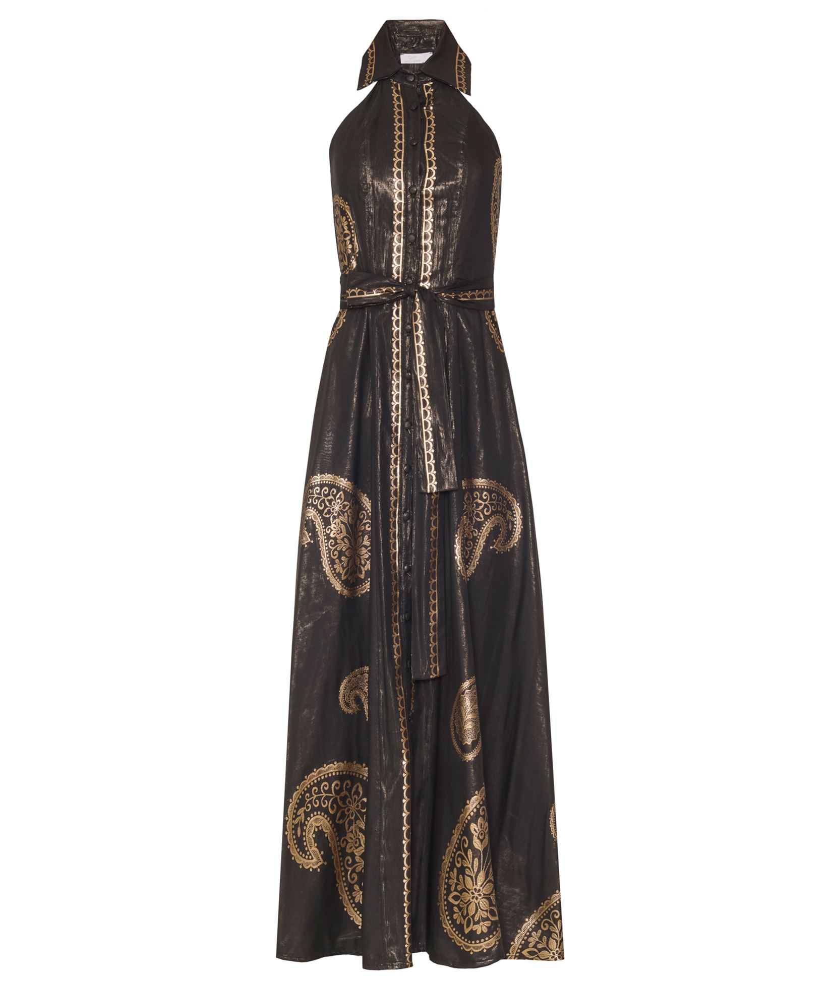 black and gold paisley dress Adrianna Papell Metallic Lace Sheath Dress With Bell Sleeves main image 1