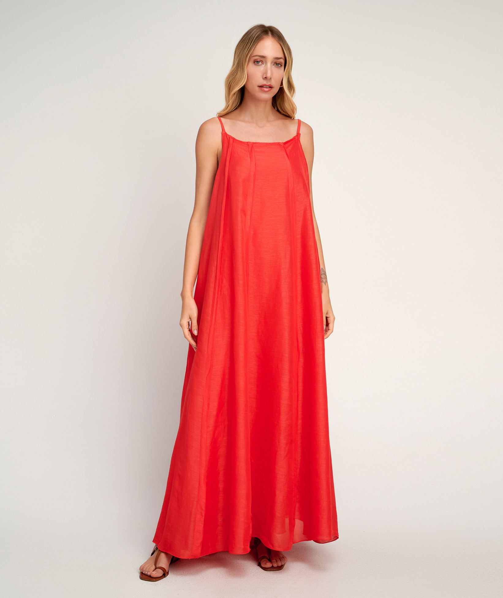 Pearl & Caviar Red linen Callisto maxi strap dress < Dresses - Greek Dresses,  Top designer brands | aesthet.com