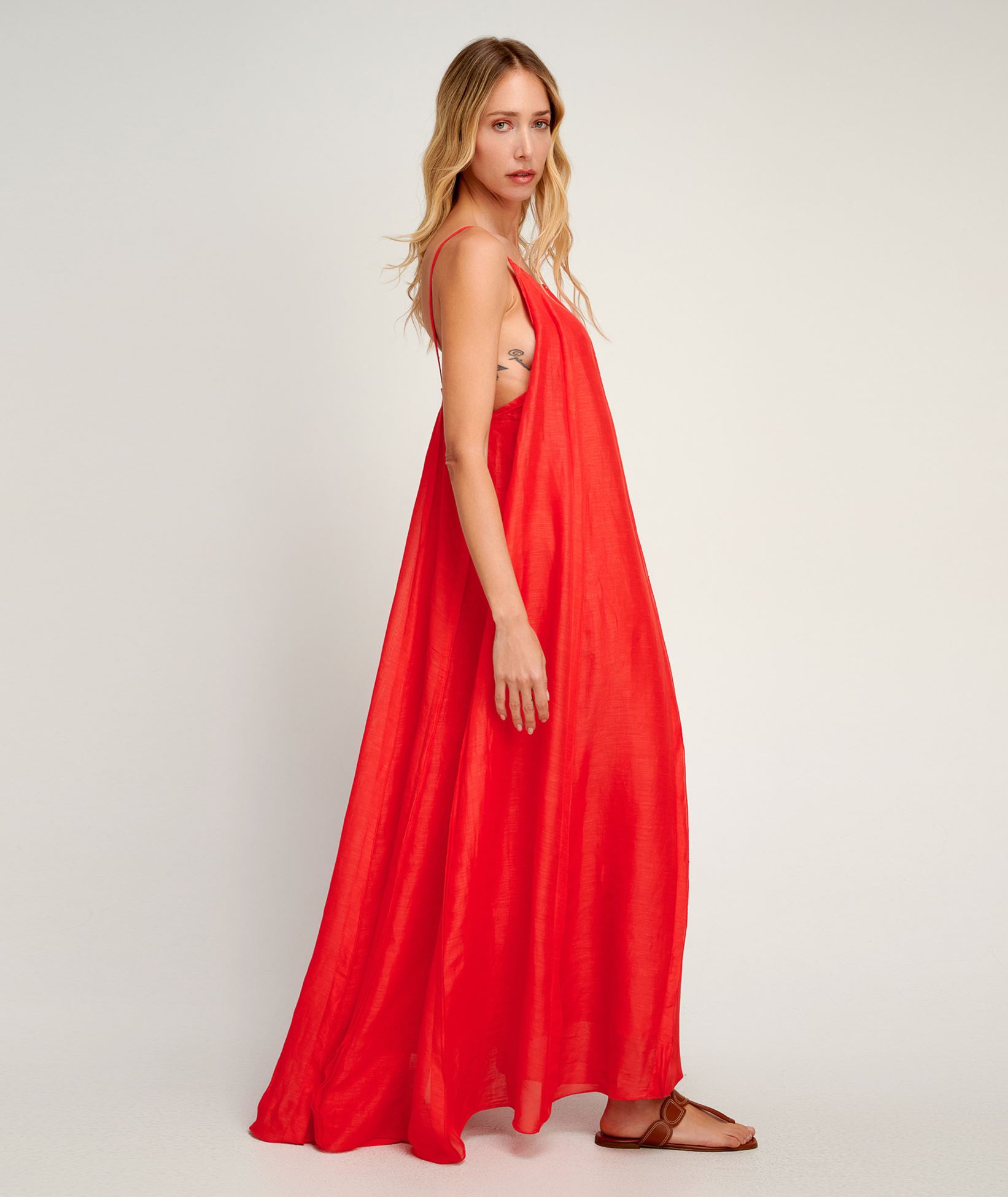 Pearl & Caviar Red linen Callisto maxi strap dress < Dresses - Greek Dresses,  Top designer brands | aesthet.com