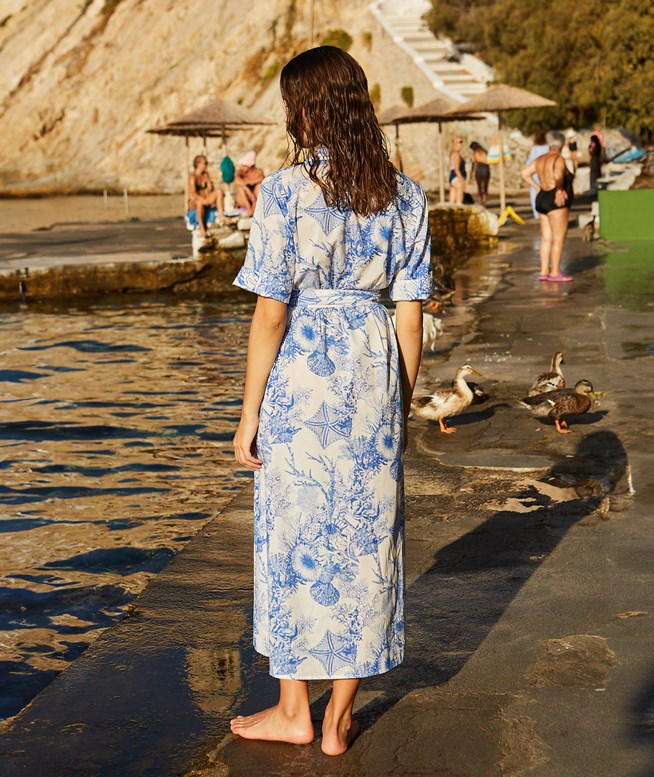 linen midi shirt dress Linen Midi Shirtdress