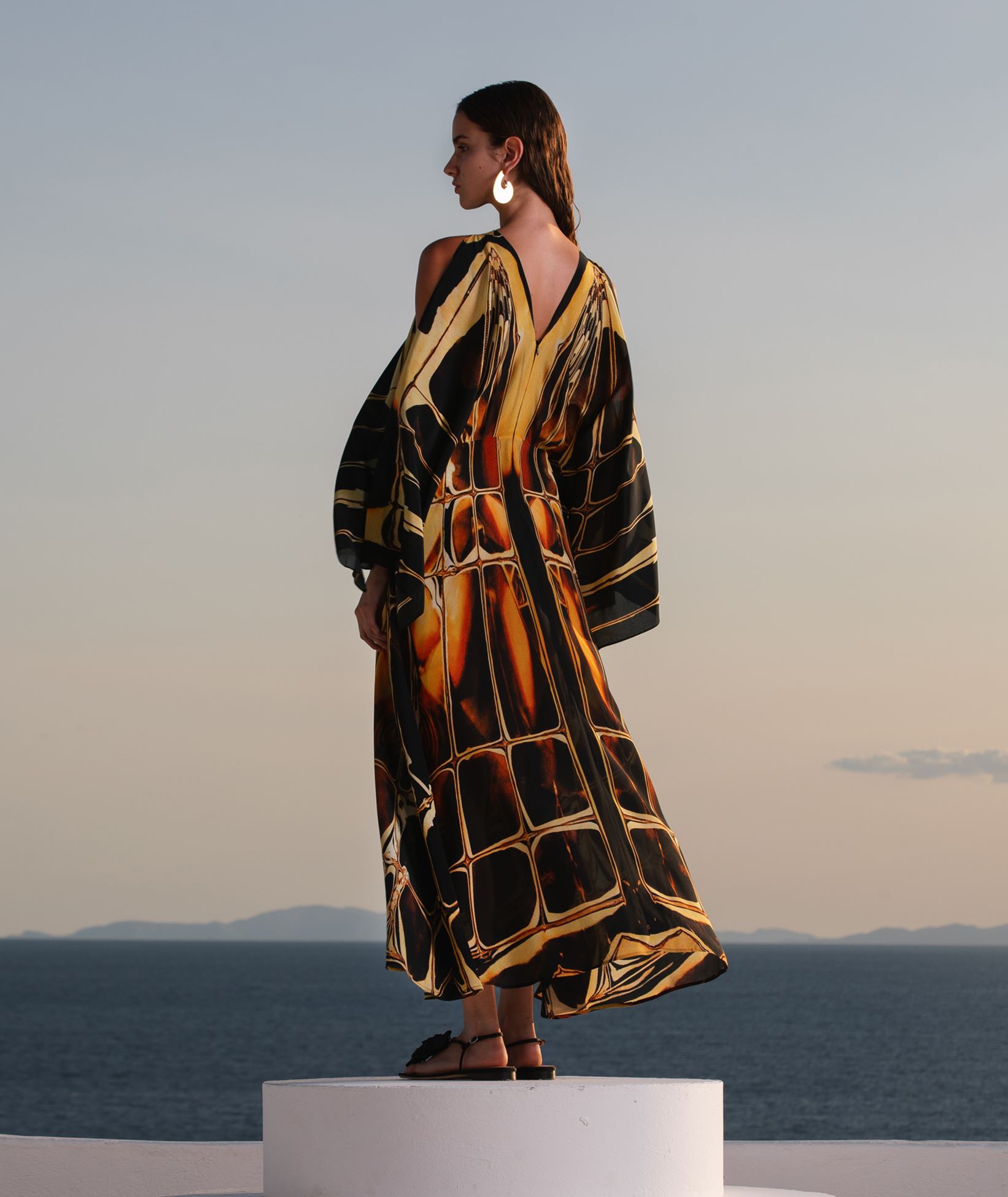 champagne strappy slinky cowl maxi dress STUDIO RUYA COWL NECK MAXI DRESS