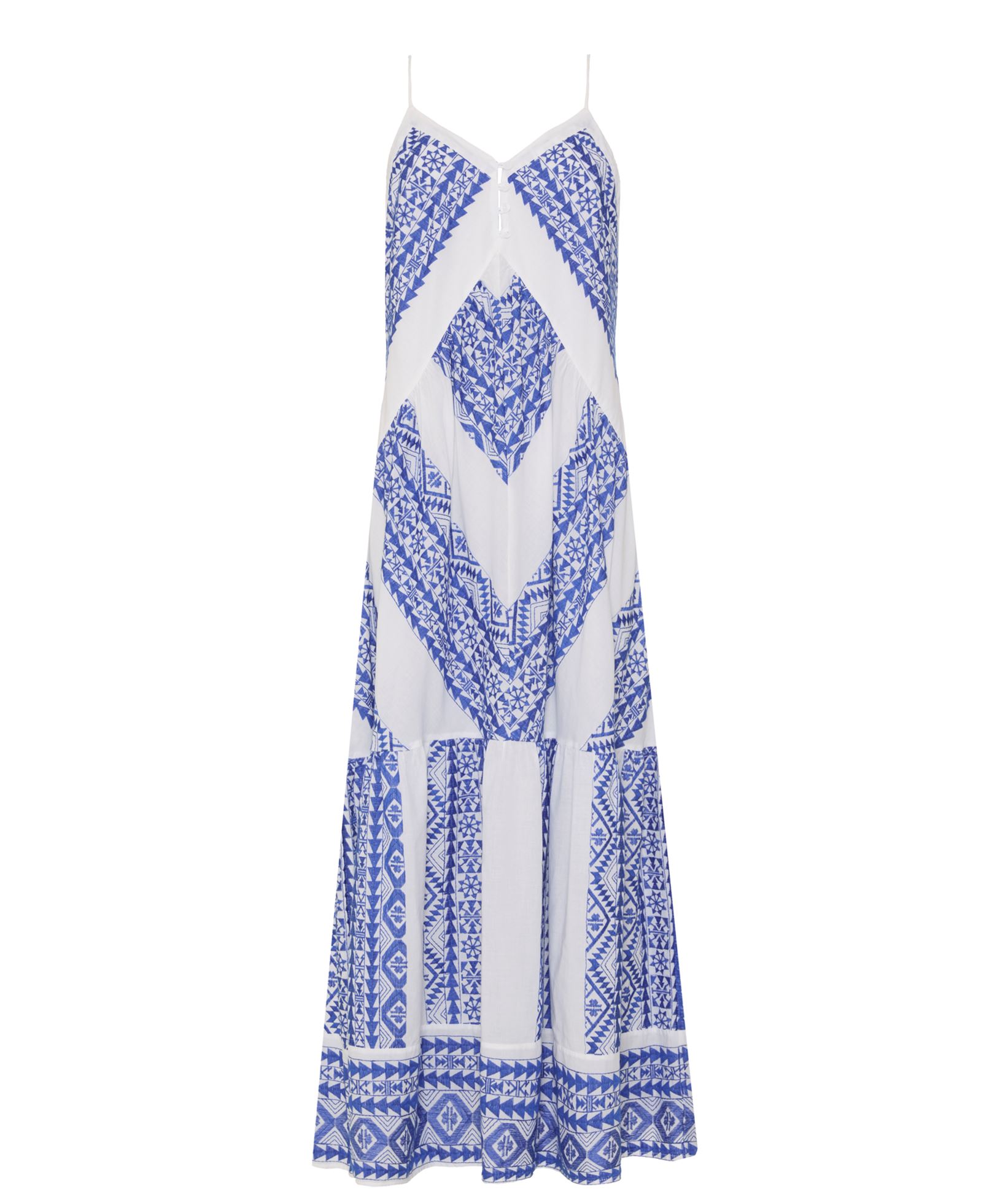 greek blue and white pattern dress Lefkada Strappy Maxi Dress main image 1