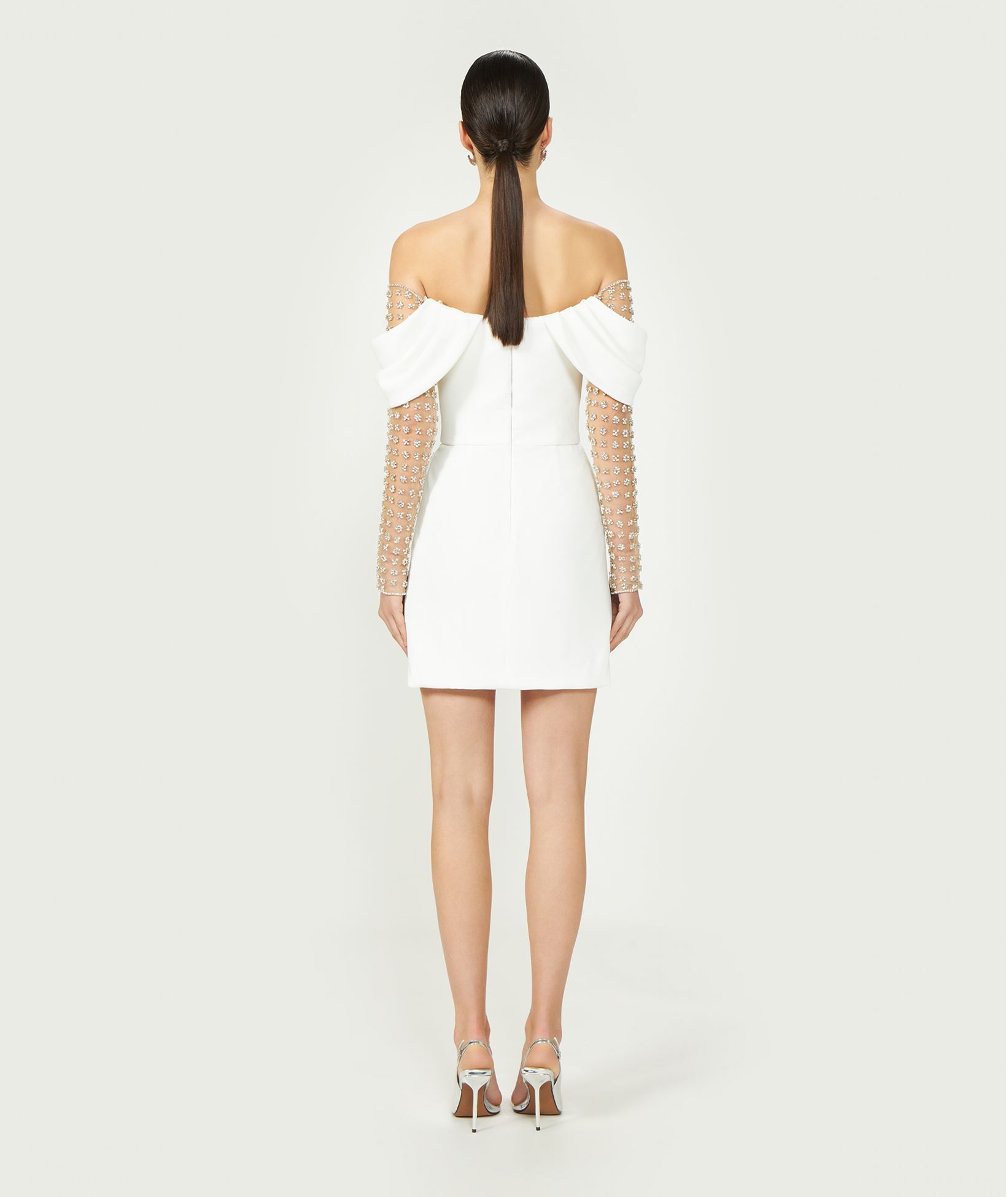 open lace back dress Off-Shoulder Lace A-Line Mini Dress in Ivory - XL