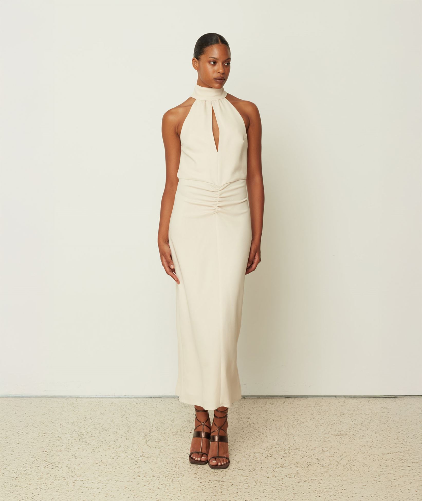 CKontova Ivory halter midi dress < Dresses - Greek Dresses, Top designer  brands | aesthet.com