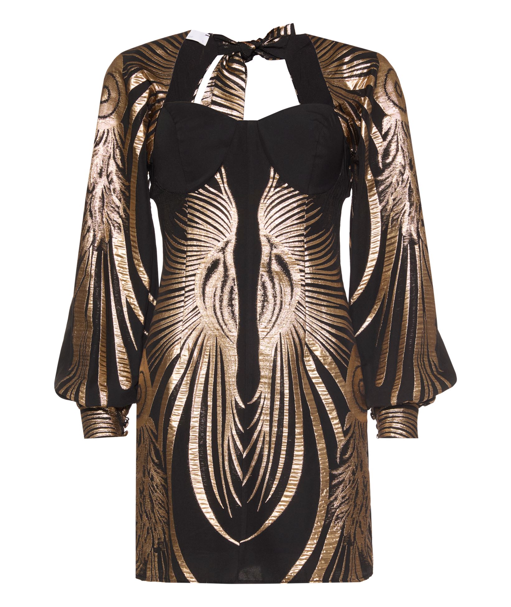 green emerald velvet dress Gold Foil Boho Kaftan Dress with Block Print main image 1