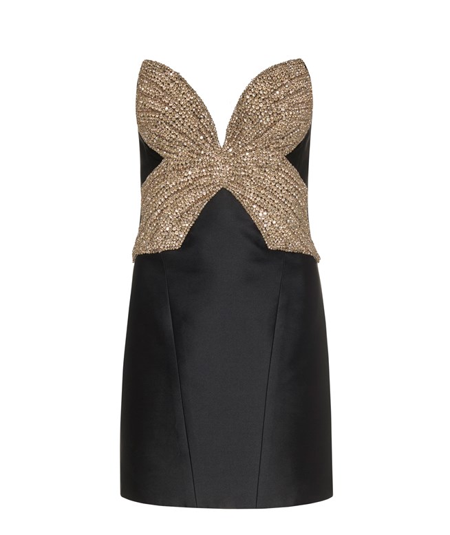 gold sequin dress with black bow Tulleen Black Gold Sequin Bow Zoria Dress main image 0