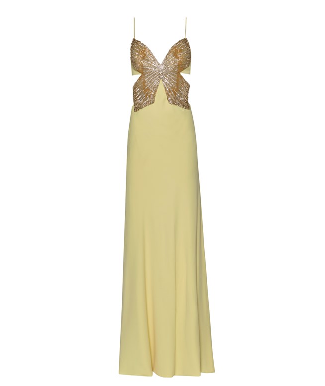 green emerald velvet dress Costarellos - Isla Lurex Georgette Gown