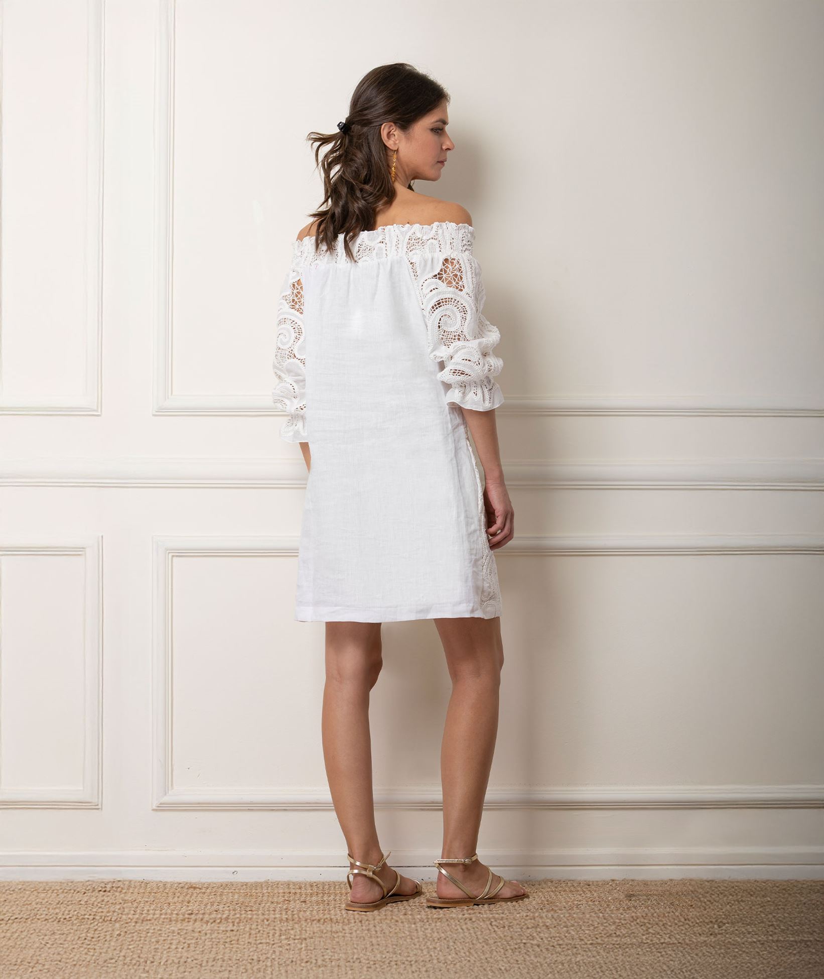 Etoile Coral White cotton-linen lace Amalia off-shoulder mini dress < Dresses - Greek Dresses, Top designer brands | aesthet.com Etoile Coral White cotton-linen lace Amalia off-shoulder mini dress < Dresses - Greek Dresses, Top designer brands | aesthet.com
