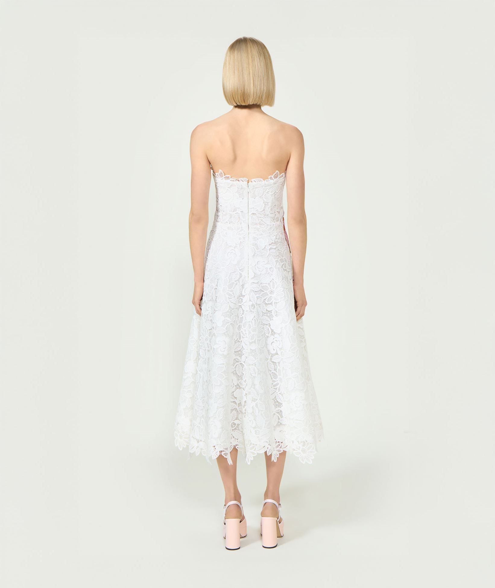chinese dress ladies Marina Square Neck Sleeveless Lace Bodice Overlay Zipper Back with Matching  Lace Jacket Two Piece Set main image 1