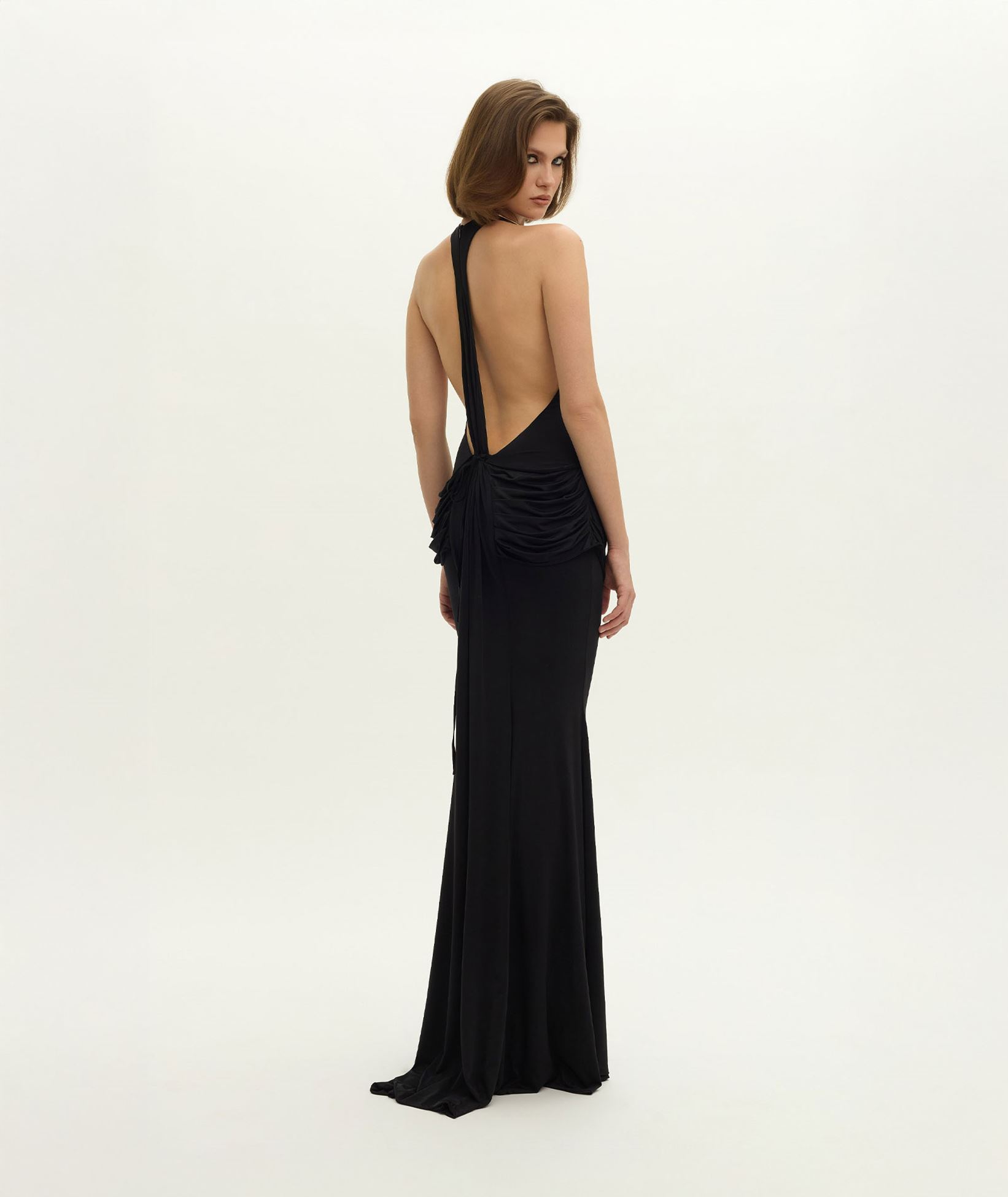 Imaya Black jersey halter Josephine maxi dress | aesthet.com